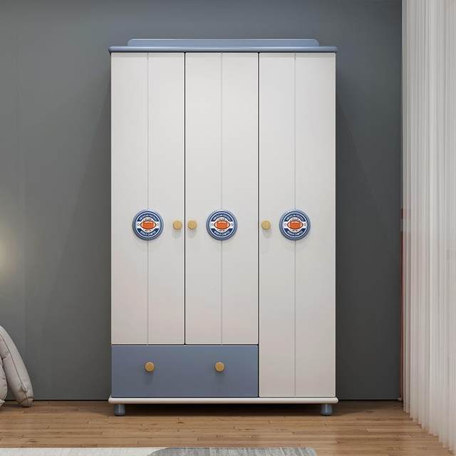 American solid door wood 19691 three wardrobe boys and girls clothes children's wardrobe storage cabinet children's room furniture solid wood