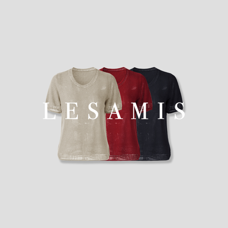 Lesamis·「Yufeng Zhi Xia」French-Style Linen Hollow-Out Versatile Knit Top A682001997