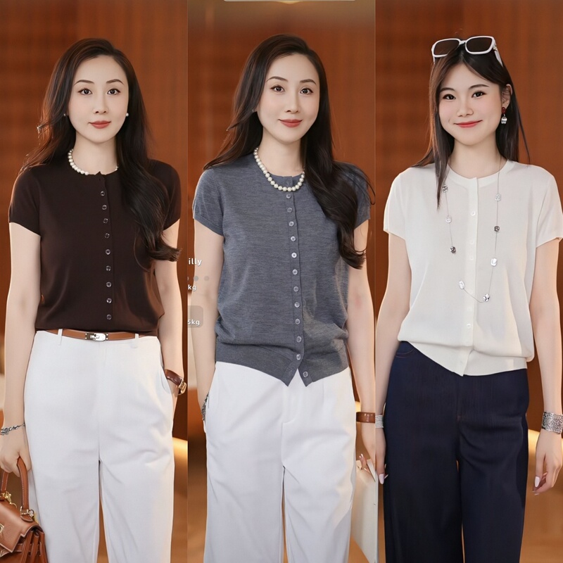Lesamis·「Monologue」100% Superfine Wool Small Flutter Sleeve Versatile Knit Top A682002551