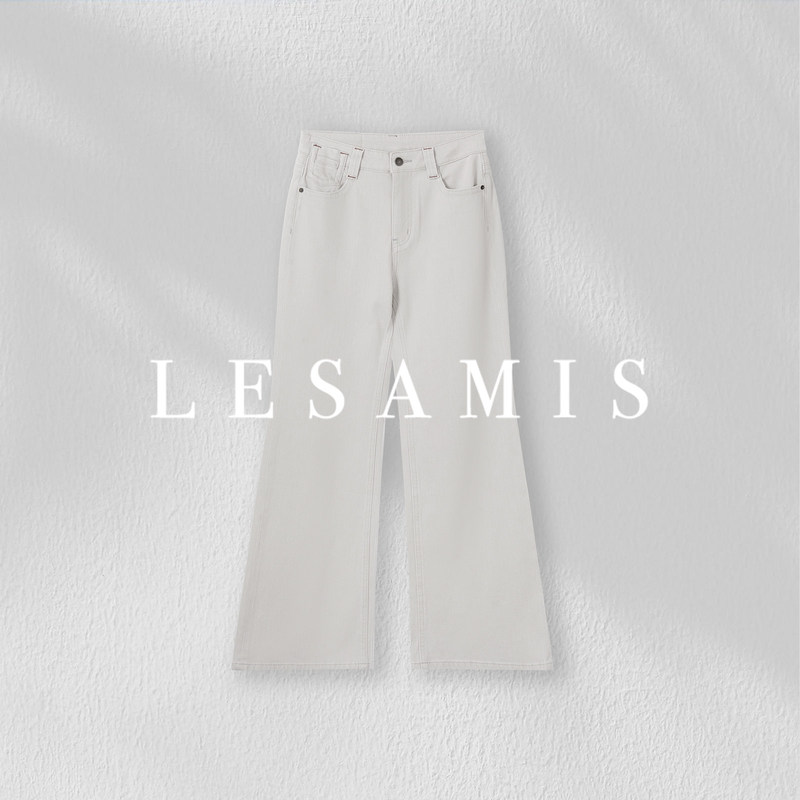 Lesamis·「Casual Chat」Early Autumn Washed Stretch High-Waisted Straight-Leg Jeans B092002914