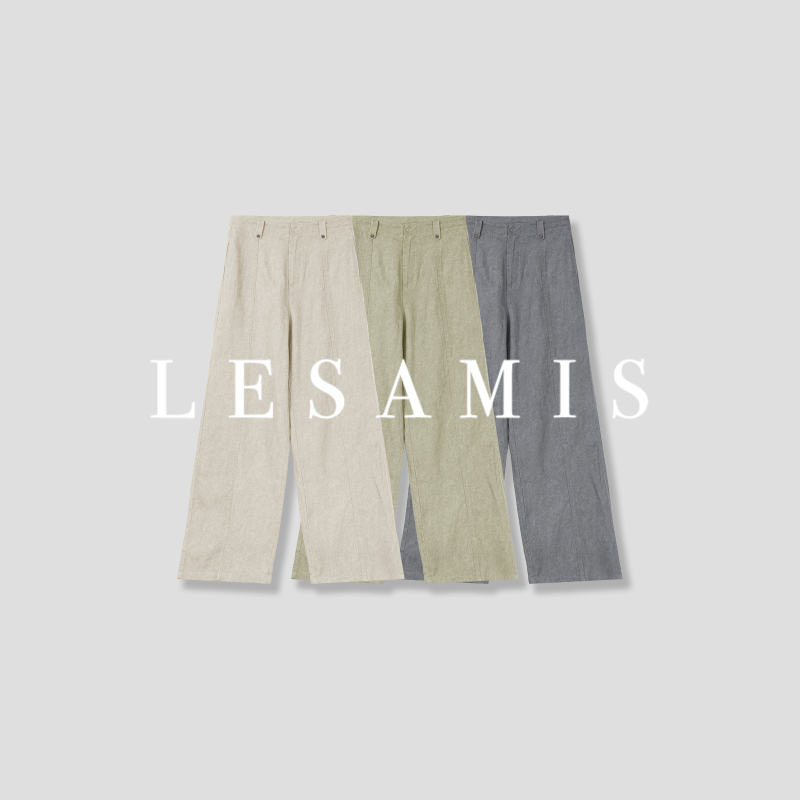 Lesamis·「Light Summer Chat」Old Money Style Linen Straight Casual Pants (with Belt) 512002022 Lesamis·「Light Summer Chat」Old Money Style Linen Straight Casual Pants (with Belt) 512002022