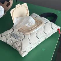 Korean ins modern minimalist style wet tissue set portable removable flip-top tissue box baby stroller tissue bag