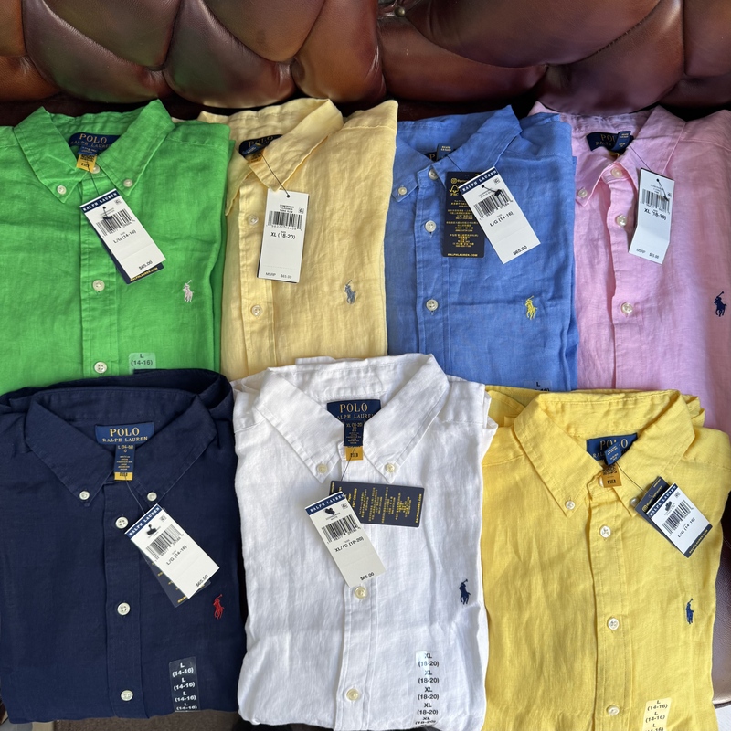 Authentic In-Stock Polo Ralph Lauren Boys' Long-Sleeve Linen Shirt with Classic Pony Logo Authentic In-Stock Polo Ralph Lauren Boys' Long-Sleeve Linen Shirt with Classic Pony Logo