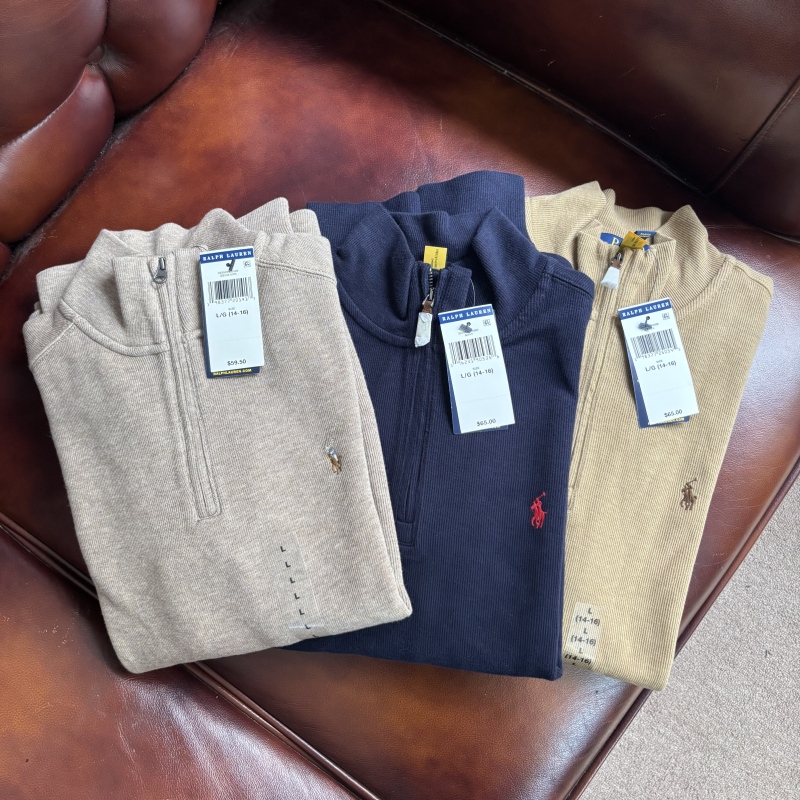 National Brand Polo Ralph Lauren/Ralph Lauren Autumn and Winter Boys' Half-Zip Sweatshirt, Suitable for Adults