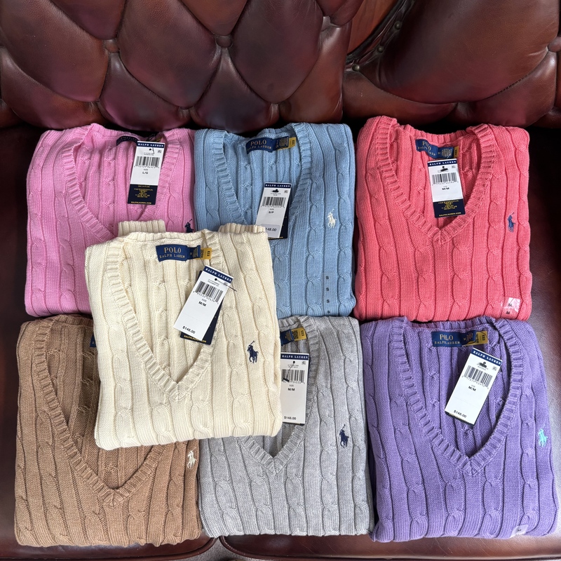 Polo Ralph Lauren Women's V-Neck Long-Sleeve Cable Knit Pullover Sweater Polo Ralph Lauren Women's V-Neck Long-Sleeve Cable Knit Pullover Sweater