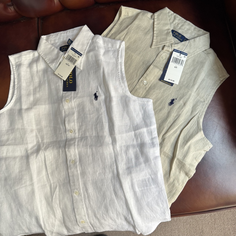 In-Stock Genuine Polo Ralph Lauren Ralph Lauren Women's Sleeveless Linen Shirt, Classic and Versatile In-Stock Genuine Polo Ralph Lauren Ralph Lauren Women's Sleeveless Linen Shirt, Classic and Versatile