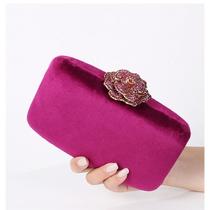 2024 Velvet Clutch Bag Diamond Flower Lock Elegant Evening