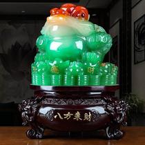 High-end new Chinese style Bafanglaicai imitation jade golden toad ornaments office bookcase living room wine cabinet home decorations