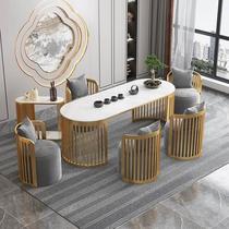 High-end new Chinese Zen tea table and chair combination marble tea table coffee table kung fu small coffee table living room office bubble