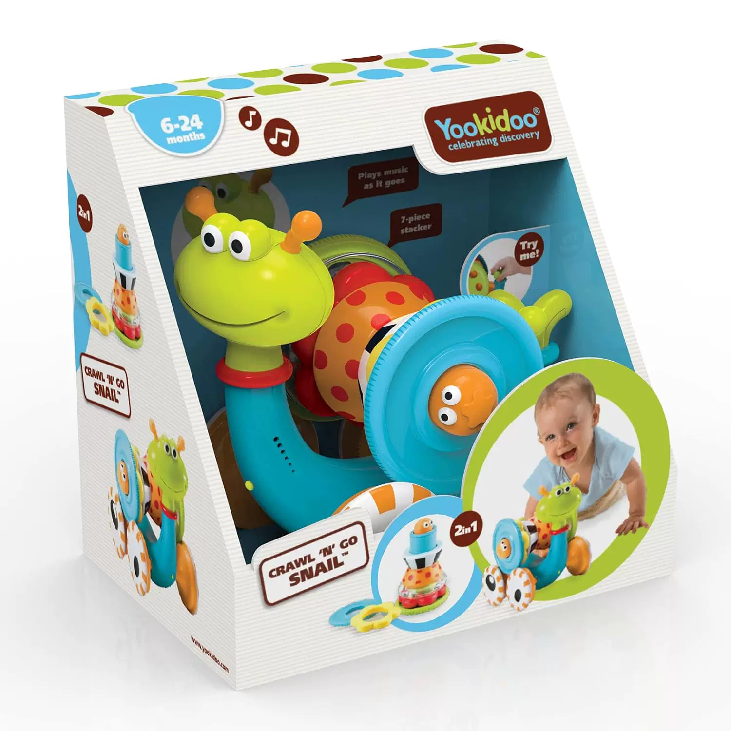 [美国Yookidoo Musical Crawl 'N' Go Snail Toy with Stacker]