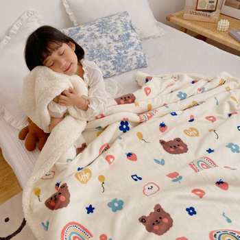 Ins feng baby blanket doudou blanket double-layer thickened lamb ferment milk ferment baby blanket bed sheet children's blanket