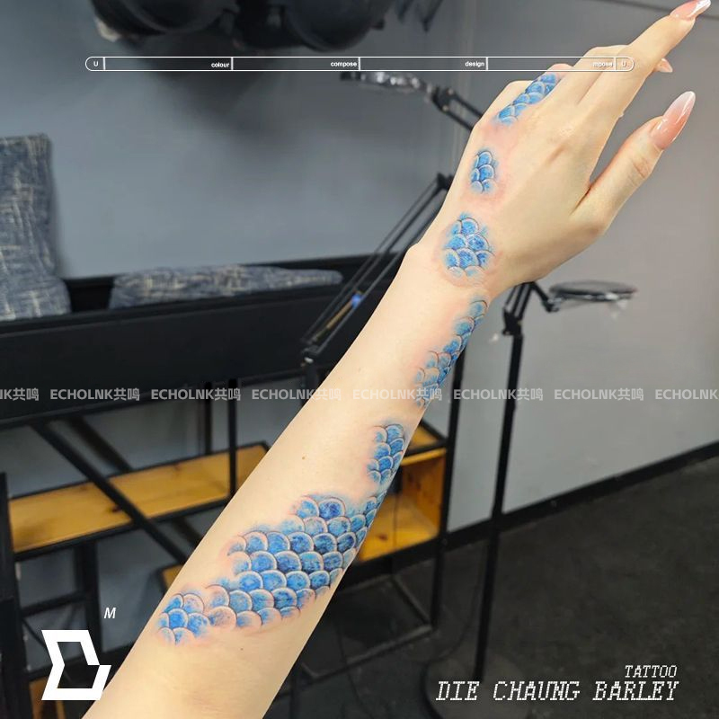 Simulated Tattoo Arm Cos Makeup Mermaid Dragon Scale Colorful Tattoo Stickers for Men and Women Waterproof Long-Lasting Stickers Simulated Tattoo Arm Cos Makeup Mermaid Dragon Scale Colorful Tattoo Stickers for Men and Women Waterproof Long-Lasting Stickers
