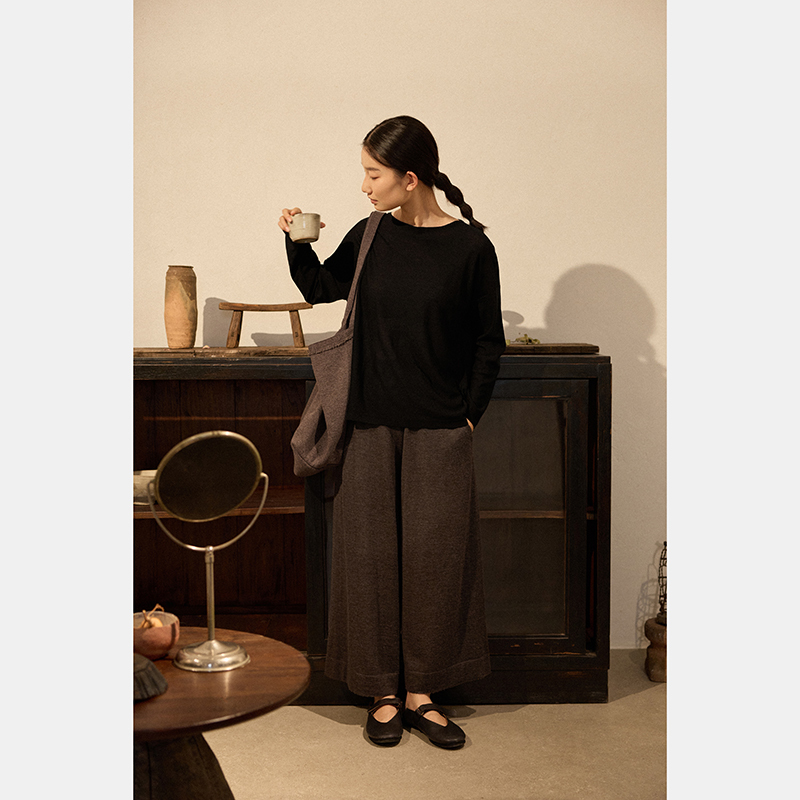 Say Ya【Comfortable】80-Count Fine-Spun Wool Basic Pullover Loose Fit/Universally Versatile