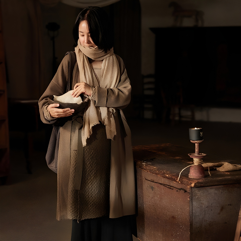 Say Ya【Xin'An】Timeless Classics·Timeless Elegance Encrypted Cashmere Long Coat with Turn-Down Collar Say Ya【Xin'An】Timeless Classics·Timeless Elegance Encrypted Cashmere Long Coat with Turn-Down Collar