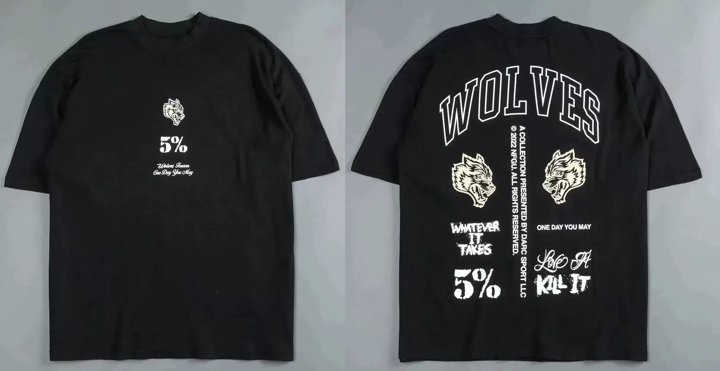 Darc Wolf Спортивная футболка Oversized Печать футболка для тренировок