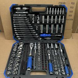 German Import 216 pieces of car repair tools Suit auto repair car socket wrench set ratchet quick pull
