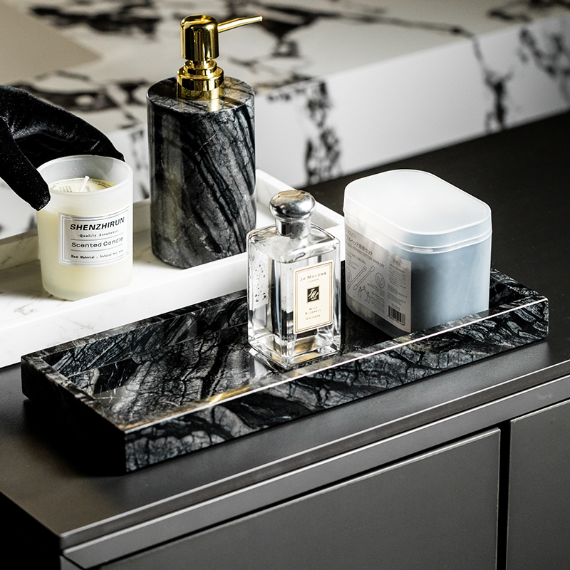 Marble Tray Rectangular Bathroom Storage Tray Hotel-Specific Bathroom Sink Shelf Tray Commercial Use