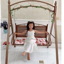 Outdoor rocking chair double iron swing hanging chair balcony indoor and outdoor double cradle chair home swing hammock hanging basket