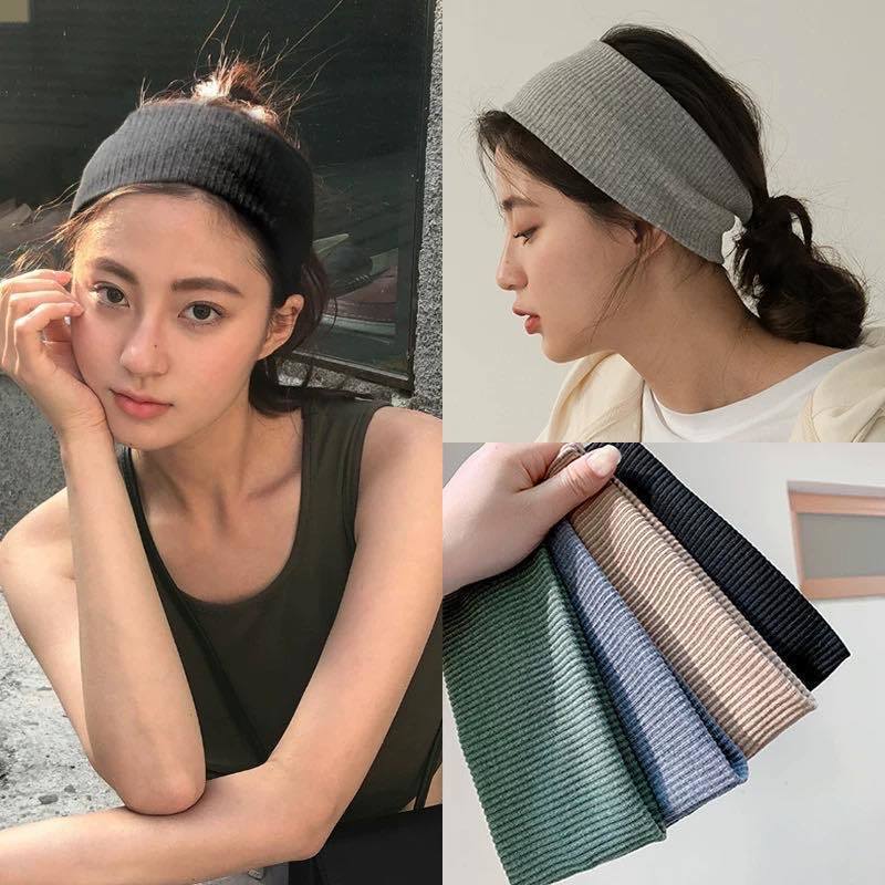 Knitted Headband for Women, Sports Face-Washing Headband, Sweat-Absorbing Running Yoga Headband, Versatile for Going Out, Simple Wide Headband