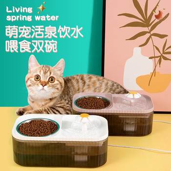 Xiaohua automatic double bowl water dispenser water dispenser electric high-value cat food utensils water utensils pet intelligent feeding equipment