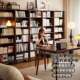 Low solid wood bookcase full wall free combination bookshelves floor-standing storage cabinet living room household storage grid cabinet