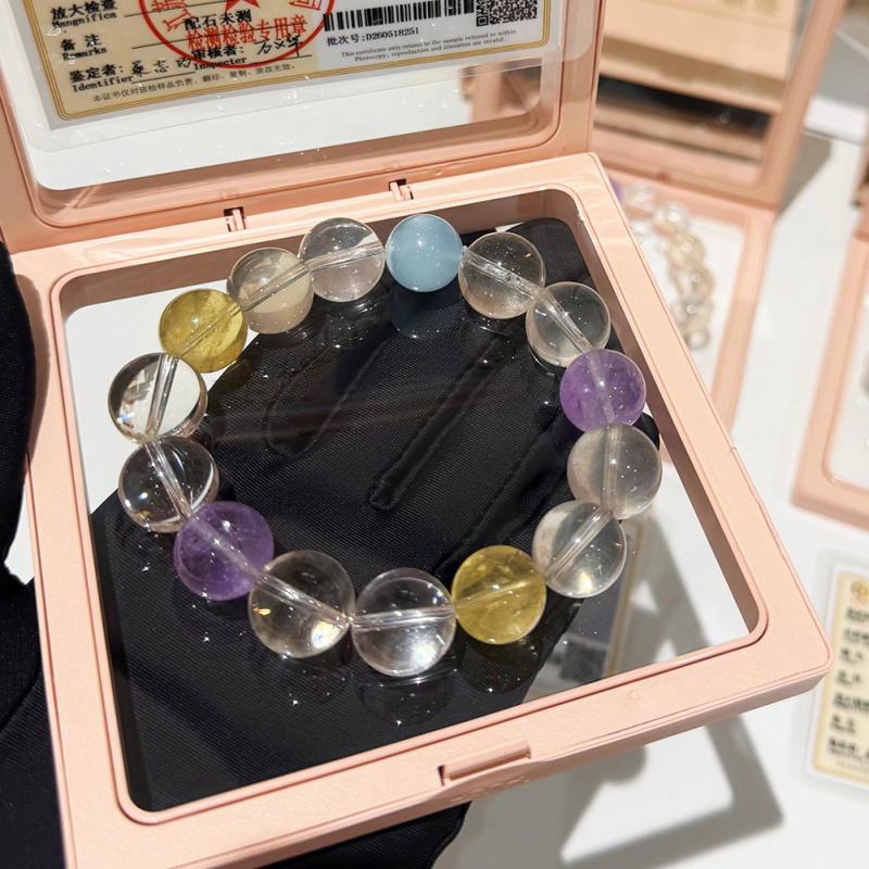 Natural Crystal Inspection 14-15mm'Palm Aurora' Multi-Gemstone Bracelet 52098 522 Natural Crystal Inspection 14-15mm'Palm Aurora' Multi-Gemstone Bracelet 52098 522