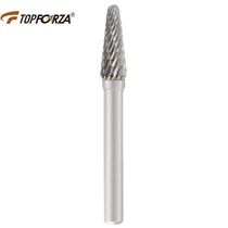 TOPFORZA tungsten steel grinding head L-shaped alloy rotary file hard metal conical dome double groove L