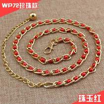 Dress {Spring and Summer Hook Pearl Belt Womens Optional Metal Chain Multi-Color Decoration with Slim Waist Versatile