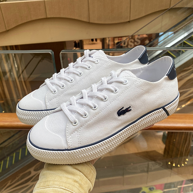 Lacoste French Crocodile White Canvas Shoes Lace-Up Men's Shoes White Casual Shoes Sneakers Breathable Spring and Summer Lacoste French Crocodile White Canvas Shoes Lace-Up Men's Shoes White Casual Shoes Sneakers Breathable Spring and Summer