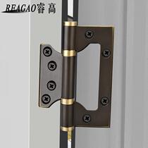 Pure copper mother-and-child hinges slot-free hinges coffee bronze 4-inch silent bold bearing wooden door hinges
