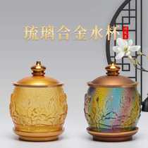 Alloy glazed holy water cup water supply cup in front of Buddha altar tribute cup Guanyin Bodhisattva lotus water purification cup factory direct sale