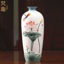 Bottle ornaments flower arrangement in living room bottle in front of Buddha ceramic Chinese desktop decoration Guanyin Jade Pure Bottle factory direct sale