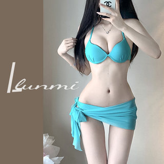 LunMi纶蜜显白春夏新款聚拢钢托比基尼小胸聚拢沙滩度假温泉泳衣