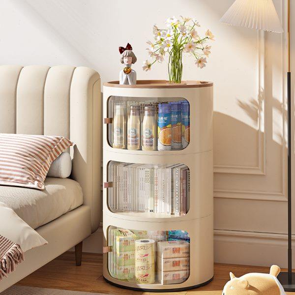 Factory-promoted cream style round bedside table simple 2023 new bedside bedroom children's creative storage cabinet