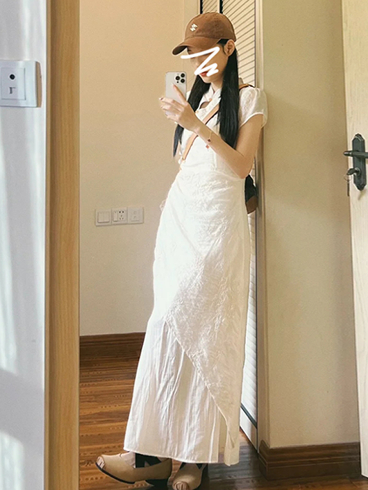 新中式国风收腰气质连衣裙子女装2024新款夏季小个子改良旗袍长裙