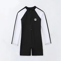 Balabala Korean childrens swimsuit boy long-sleeved sunscreen quick-drying one-piece hot spring baby boy baby handsome