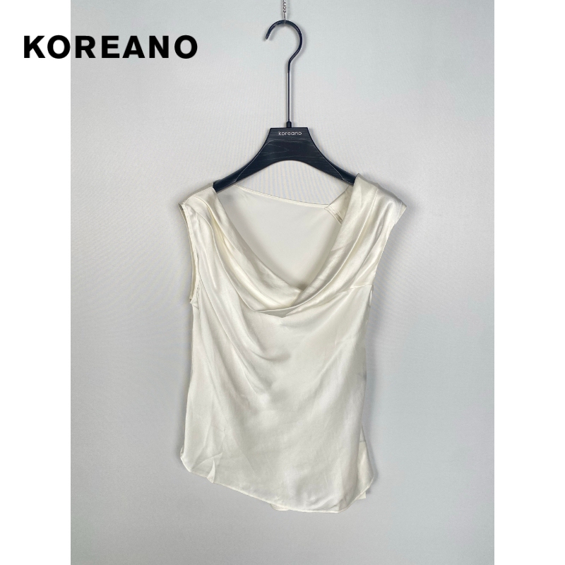 Colino Summer Counter Same Style Pearl White Sleeveless Asymmetric Vest Bw3681 ¥1590