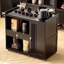 Mobile small tea table household tea table solid wood tea cart kettle integrated tea cabinet wheeled tea table Kung Fu tea tray