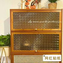 Retro glass stickers 3D antique paper retro engraving Internet celebrity cabinet renovation decorative frosted film anti-light windows