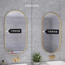 Electroplated stainless steel oval bathroom toilet mirror wall mirror bathroom vanity mirror living room entrance wall hanging