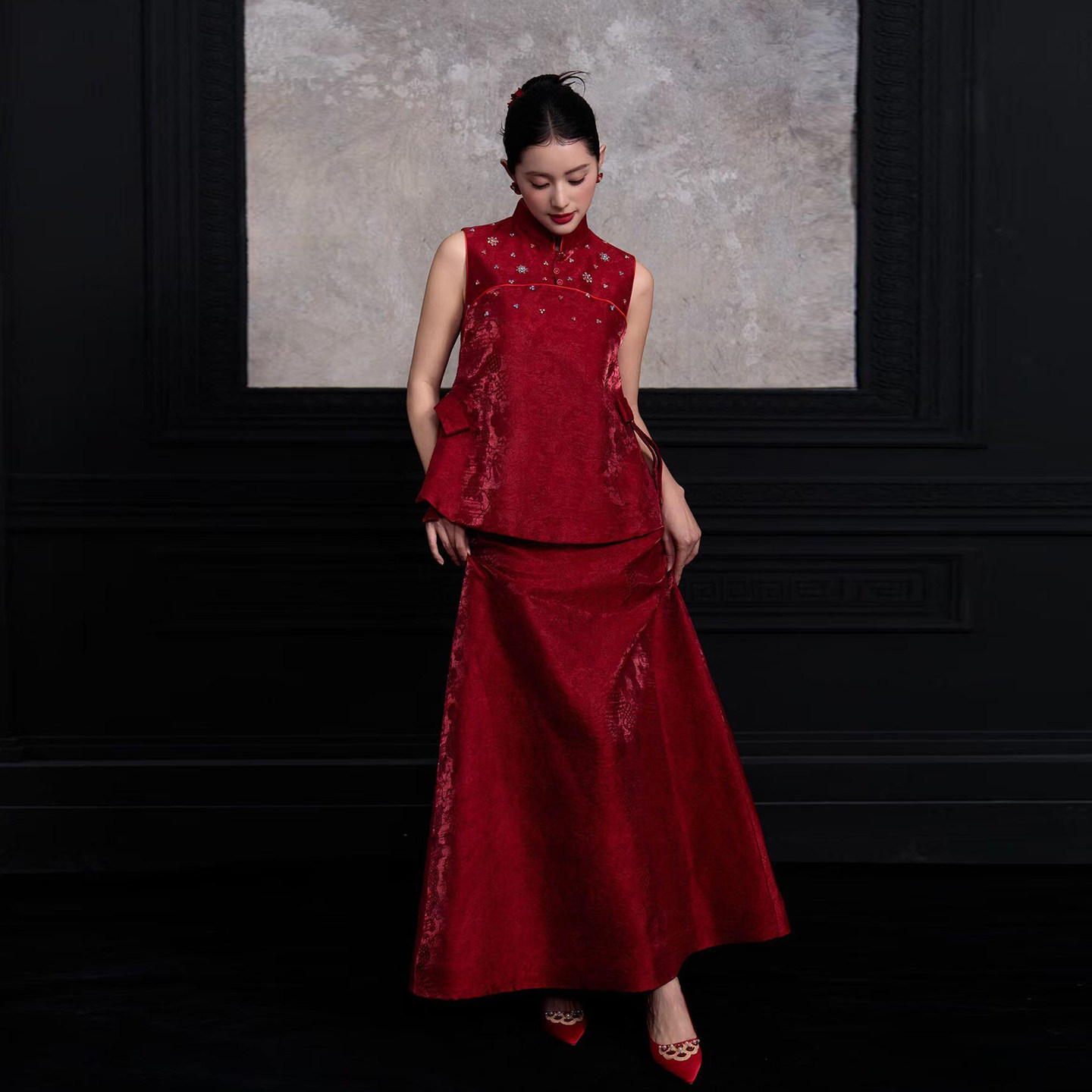 Красное платье для тостов cheongsam невеста 2026 новое свадебное платье для помолвки в китайском стиле женское свадебное легкое роскошное платье высокого качества