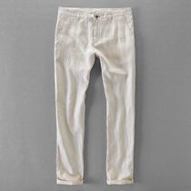 100% Quality Pure Linen Casual Pants Men Brand Long Trousers