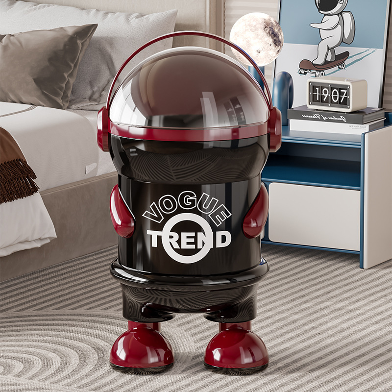 Astronaut Trash Can with Large Diameter, Thickened and Large Capacity, Creative and Stylish Flip-Top Design, with Lid