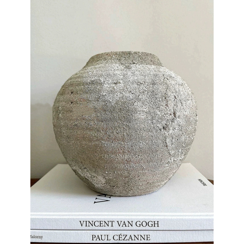 Wild Song/Vintage Gray Ceramic Vase Wabi-Sabi Style French Flower Container Decoration Entryway Pottery Jar Model with Distressed Finish Wild Song/Vintage Gray Ceramic Vase Wabi-Sabi Style French Flower Container Decoration Entryway Pottery Jar Model with Distressed Finish