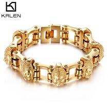 Card wheel new product European and American foreign trade supply personalized Buddha head titanium steel mens bicycle bracelet stainless steel jewelry