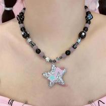 Millennial hot girl subculture beaded necklace female cute niche versatile design star note pendant clavicle chain