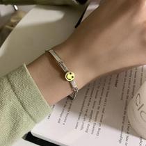 925 sterling silver smiling face retro Thai silver chain bracelet for women ins niche design cold style high-end light luxury and exquisite