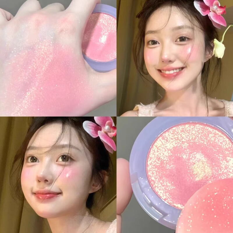 Korean Peach Crushed Diamond Blush Explosive Monochrome Sunburn Female Highlighter Eye Shadow Blush Mud All-In-One Palette Genuine