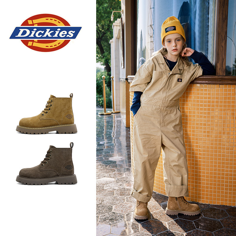 Кожаные ботинки Martin от Dickies для мальчиков и девочек, новинка 2025 года, модные детские ботинки из ревеня, нескользящие полусапожки для детей среднего возраста Изображение 1
