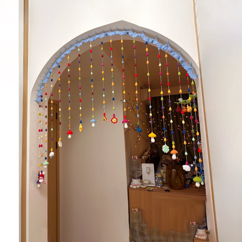 Handmade Yarn Crochet Colorful Flower Door Curtain DIY Crochet Kit to Pass the Time Knitting Small Gift